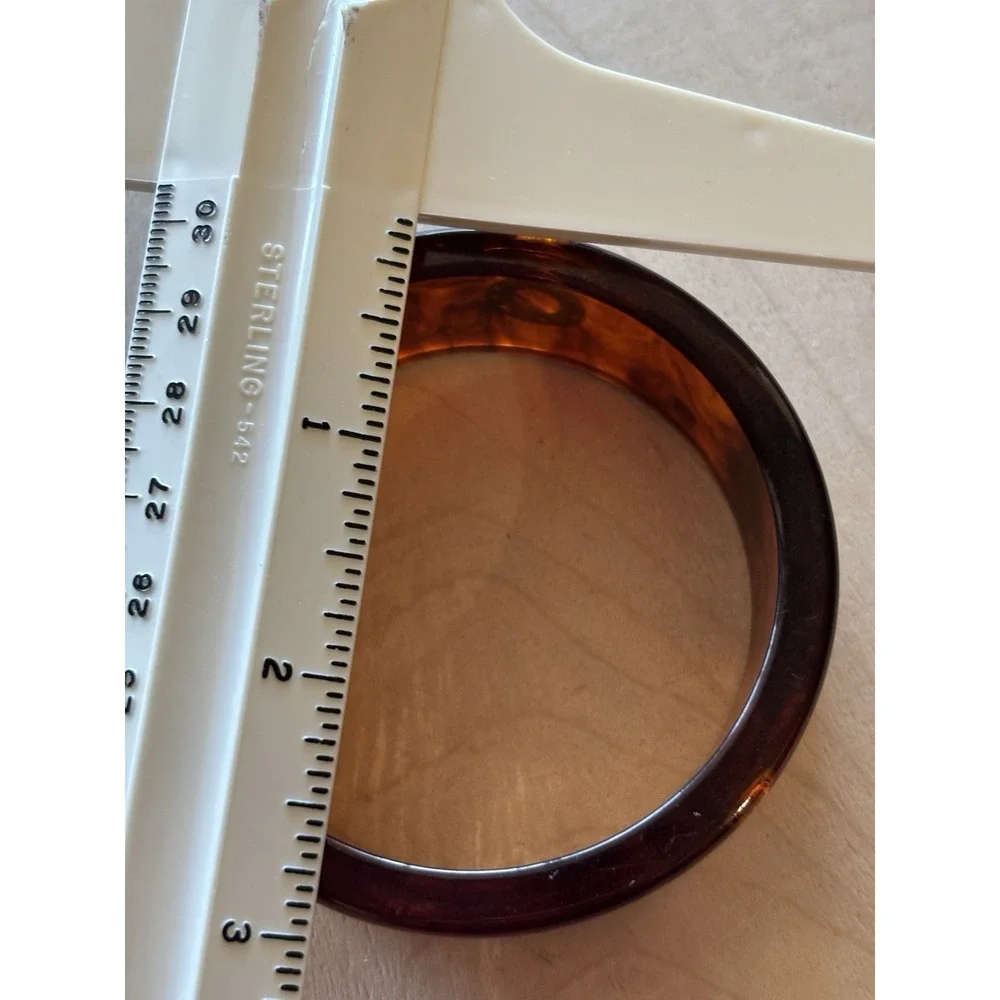 Vintage Bangle Bracelet Faux Tortoise Lucite Brass Insets 1960s Boho Retro